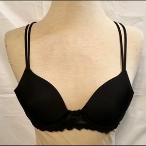 No Boundaries Black Lacey Racerback Bra 32C